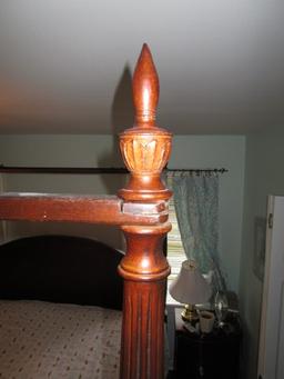 Elaborate 4-Poster Federal-Style KING SIZE Canopy Bed Head/Footboard w/ Rails
