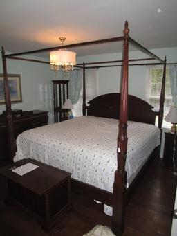Elaborate 4-Poster Federal-Style KING SIZE Canopy Bed Head/Footboard w/ Rails