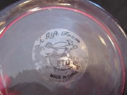 FTD Diamond-Cut Pattern Red/Clear Wide Top Compote