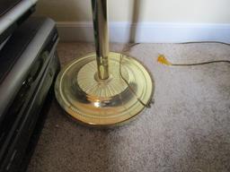 Brass Plate Adjustable Torchiere Lamp Bead/Star Base, Cream Crimped Shade