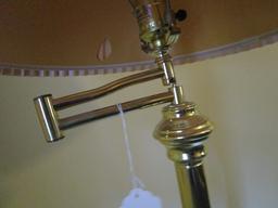 Brass Plate Adjustable Torchiere Lamp Bead/Star Base, Cream Crimped Shade