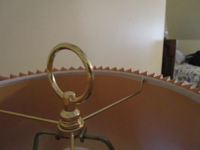 Brass Plate Adjustable Torchiere Lamp Bead/Star Base, Cream Crimped Shade