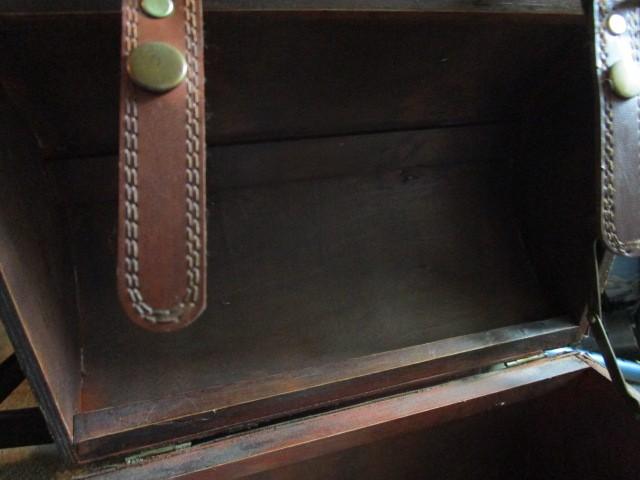 Faux Leather Suitcase Design Storage Box w/ Clasp Black/Brown w/ Handle