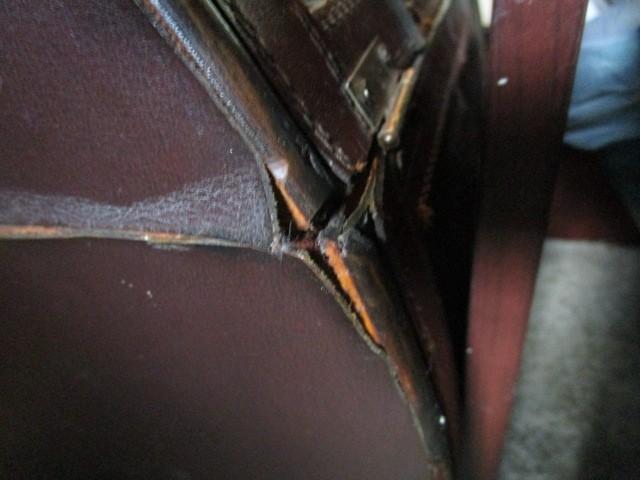 Faux Leather Suitcase Design Storage Box w/ Clasp Black/Brown w/ Handle