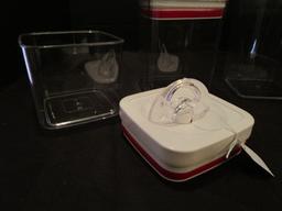 3 Sealed Top Plastic Containers Various Heights