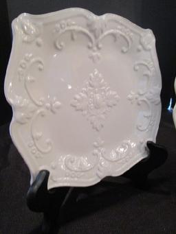 Pair - Sweet Olive Designs Fancy Scroll Collection Ceramic Décor Plates