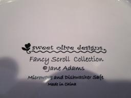 Pair - Sweet Olive Designs Fancy Scroll Collection Ceramic Décor Plates