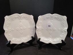 Pair - Sweet Olive Designs Fancy Scroll Collection Ceramic Décor Plates