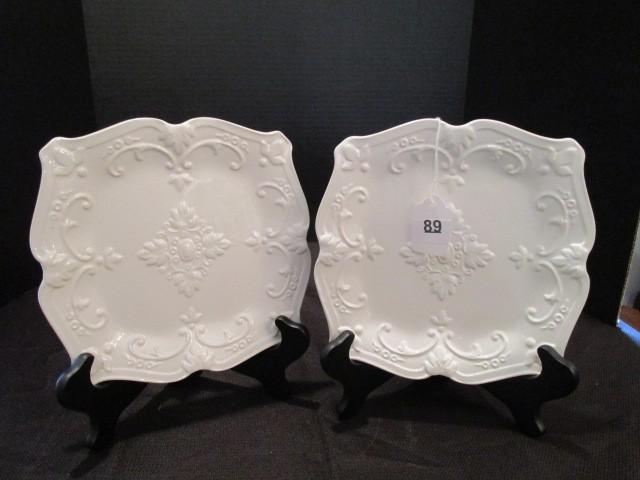 Pair - Sweet Olive Designs Fancy Scroll Collection Ceramic Décor Plates