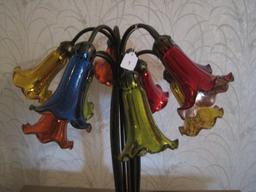Stunning Tiffany Style 10 Lily Iridescent Mercury Glass Design Shades on Relief Pattern