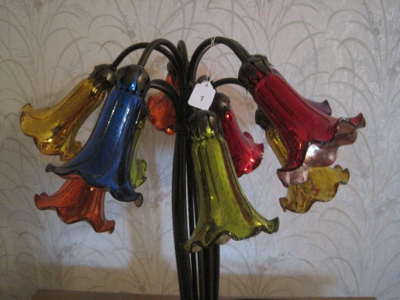 Stunning Tiffany Style 10 Lily Iridescent Mercury Glass Design Shades on Relief Pattern