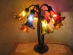 Stunning Tiffany Style 10 Lily Iridescent Mercury Glass Design Shades on Relief Pattern