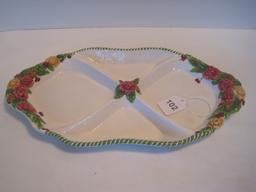 Royal Albert Old Country Roses Seasons of Color 4 Part Relish Dish Tab Handles
