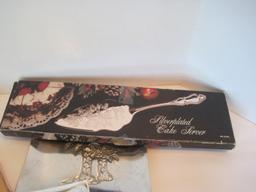 Lot - Silverplate Round Trays Engraved, Esperanto Bread & Butter Set