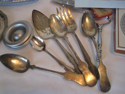 Lot - Silverplate Round Trays Engraved, Esperanto Bread & Butter Set