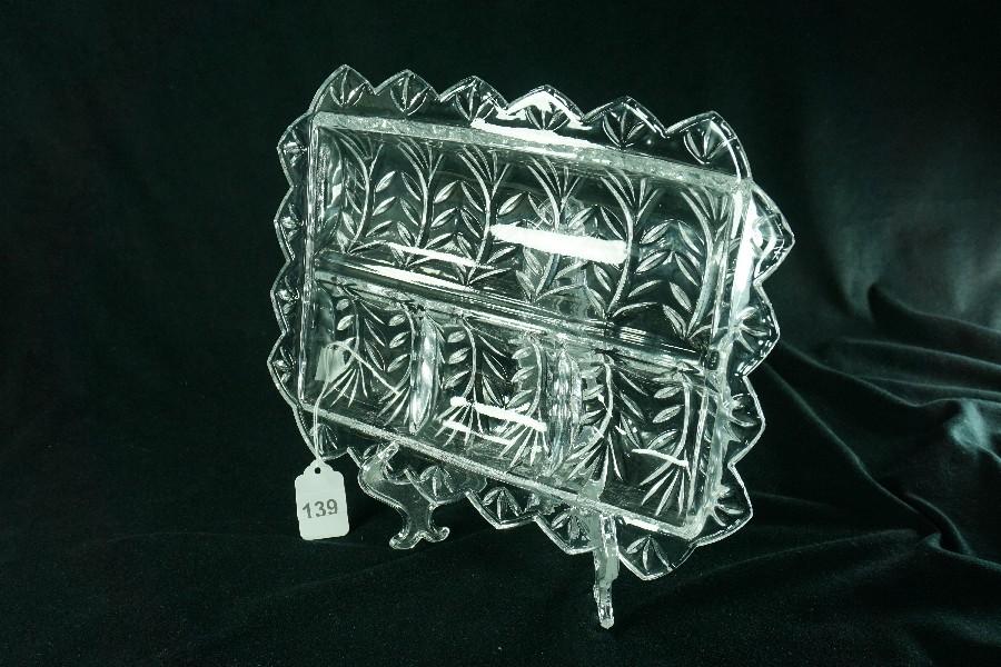 Crystal Clear Industries "Portico" Crystal 4-Part Relish Tray
