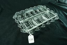 Crystal Clear Industries "Portico" Crystal 4-Part Relish Tray