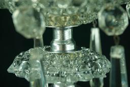 Pair - Vintage "Thousand Eye" Single Light Candlesticks w/ Prisms