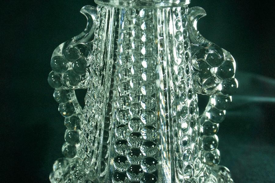 Pair - Vintage "Thousand Eye" Single Light Candlesticks w/ Prisms