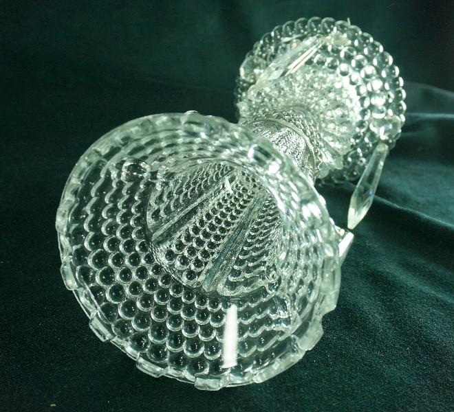 Pair - Vintage "Thousand Eye" Single Light Candlesticks w/ Prisms