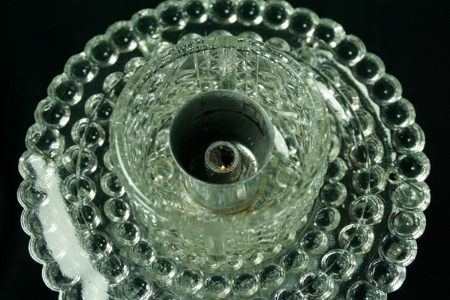 Pair - Vintage "Thousand Eye" Single Light Candlesticks w/ Prisms