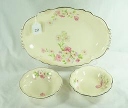 3 Pieces - 1940's Homer Laughlin China "Virginia Rose-Fluffy Rose"
