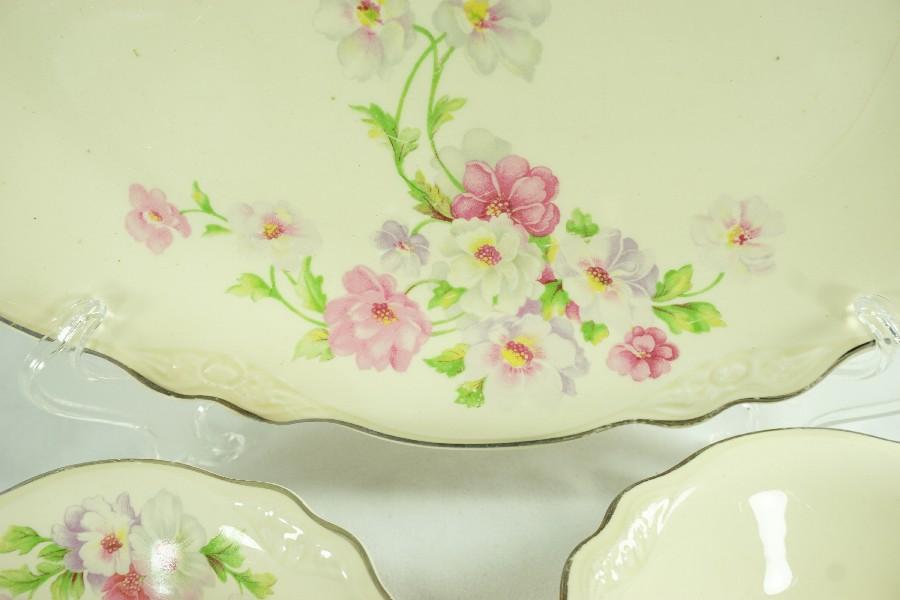 3 Pieces - 1940's Homer Laughlin China "Virginia Rose-Fluffy Rose"