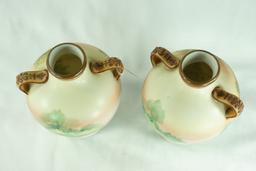 Pair - Early 1900's Japanese Morimura Nippon Hand Painted Porcelain Vase