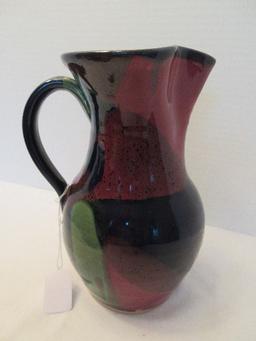 J&S Beaumont Pottery Pitcher Mottled Abstract Design Valle Crucis N.C.