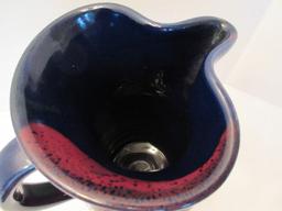 J&S Beaumont Pottery Pitcher Mottled Abstract Design Valle Crucis N.C.