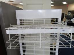 Standing 2-Tier White Metal Wire Frame Display Organizer on Casters
