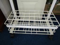 Standing 2-Tier White Metal Wire Frame Display Organizer on Casters