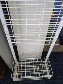 Standing 2-Tier White Metal Wire Frame Display Organizer on Casters
