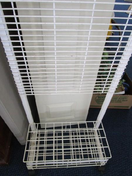 Standing 2-Tier White Metal Wire Frame Display Organizer on Casters
