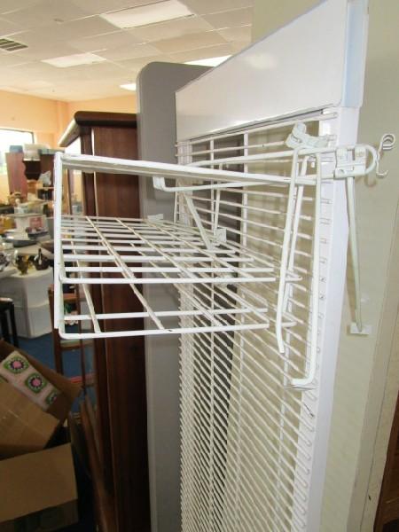 Standing 2-Tier White Metal Wire Frame Display Organizer on Casters