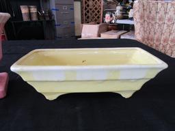 Ceramic Lot - Yellow McCoy Planter 10 1/2" W, Pink Grecian Column Design Planter