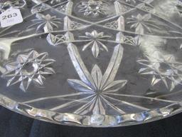 Large Prescut Glass Platter, Star/Starburst Design, Scallop Rim