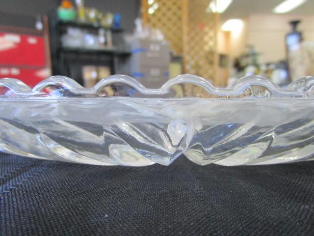 Large Prescut Glass Platter, Star/Starburst Design, Scallop Rim