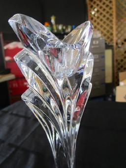 Pair - Clear Ornate Glass Cut Console Sticks