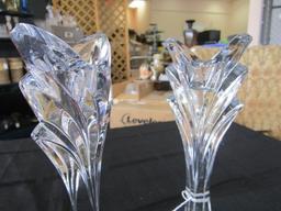Pair - Clear Ornate Glass Cut Console Sticks
