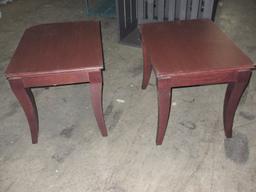 Pair - Custom End Tables Hammond Leg Transitional Modern Design Simulated Wood Top