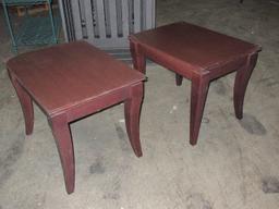 Pair - Custom End Tables Hammond Leg Transitional Modern Design Simulated Wood Top