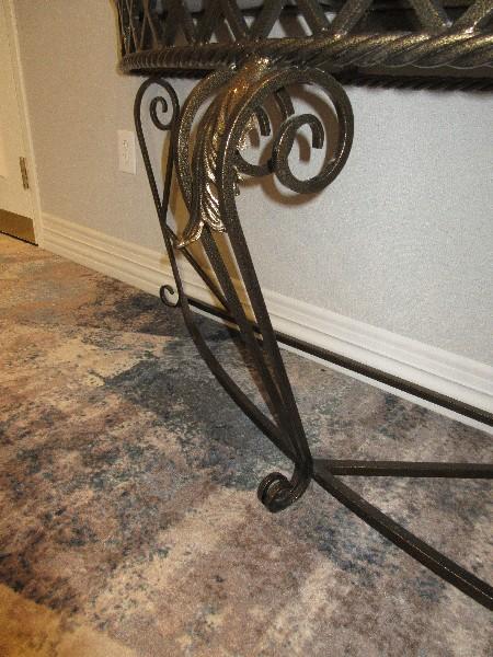 Classic French Inspired Style Demilune Console Table w/ Granite Top