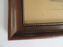 3 Godey's Lady's Fashion Engraving in Wood Frames Gilded/Beaded Trim