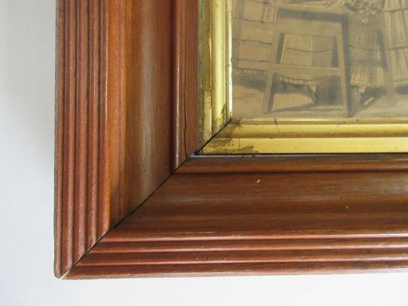 3 Godey's Lady's Fashion Engraving in Wood Frames Gilded/Beaded Trim