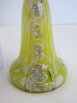 Moser Glass Co. White/Yellow Mottled Design w/ Applied Clear Handles