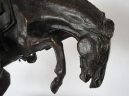 Frederic Remington Limited Edition #4 of 100 Bronze Bronco Buster Cowboy w/ Whip on Marble Base