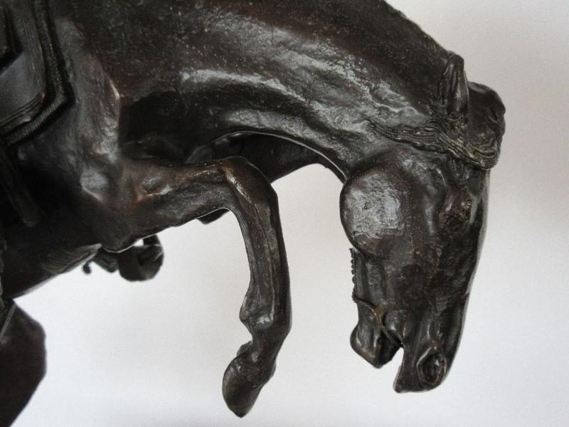 Frederic Remington Limited Edition #4 of 100 Bronze Bronco Buster Cowboy w/ Whip on Marble Base