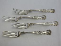 4 Gorham Sterling Buttercup Pattern Dinner Forks w/ Monograms Circa 1900- 42.5 GRAMS EACH