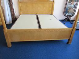Stanley Furniture Capri Collection Style Maple Wood Tone King Size 4 Poster Bed w/ Side Rails